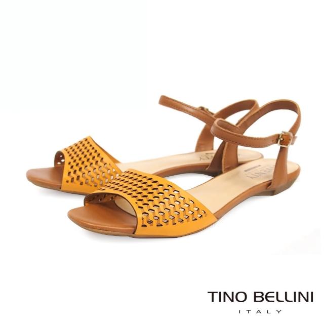 【TINO BELLINI 貝里尼】巴西進口雷射沖孔繫踝魚口涼鞋VI9012(橘)