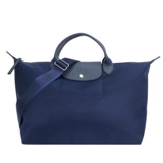 【LONGCHAMP】LE PLIAGE NEO系列新款厚尼龍短把手提/斜背兩用水餃旅行袋(深藍)