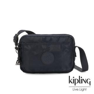 【KIPLING】光澤迷彩沉穩藍前後加寬收納側背包-ABANU