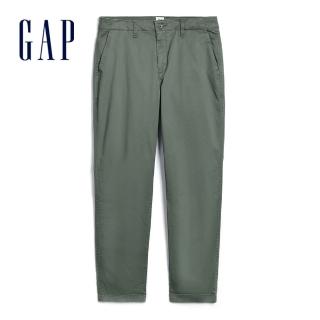 【GAP】女裝 簡約素色直筒型休閒褲(269754-軍綠色)