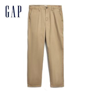 【GAP】女裝 簡約素色直筒型休閒褲(269754-卡其色)