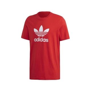 【adidas 愛迪達】T恤 Trefoil Tee 運動休閒 男款 愛迪達 三葉草 LOGO 圓領 棉質 穿搭 紅白(FM3791)