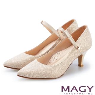 【MAGY】3WAY可拆式細背帶尖頭高跟鞋(金色)