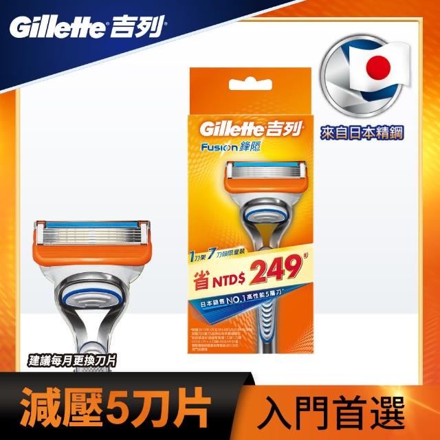【Gillette 吉列】吉列Fusion鋒隱刮鬍刀超值組（1刀架7刀頭）