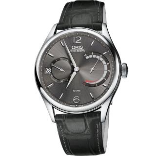 【ORIS 豪利時】Calibre 111 十日動力儲存手動上鏈機械腕錶-灰x黑/43mm(0111177004063-0712372FC)