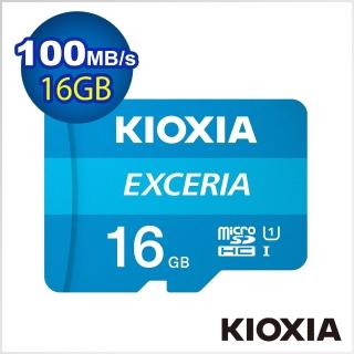 【KIOXIA 鎧俠】EXCERIA Micro SDHC R100MB UHS-I 16GB 記憶卡(台灣製造 / 附轉卡)