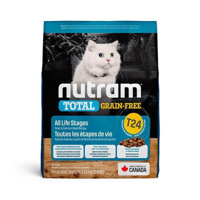 【Nutram 紐頓】T22/T24無穀全能系列貓飼料 1.13kg/2.5lb(火雞/鮭魚、貓糧)