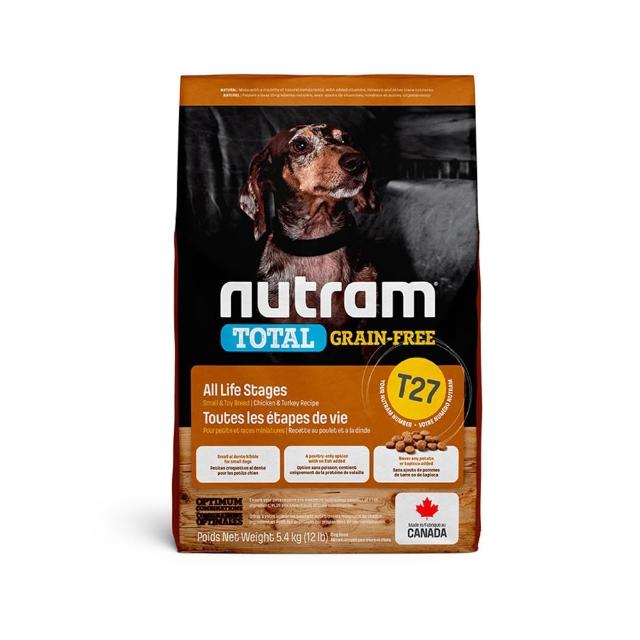 【Nutram 紐頓】T27/T28/T29無穀全能系列狗飼料 5.4kg/12lb(火雞/鮭魚/羊肉/小顆粒、狗糧)