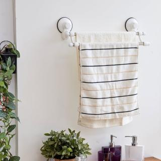 【ikloo 宜酷屋】TACO無痕吸盤系列-不鏽鋼雙桿毛巾架