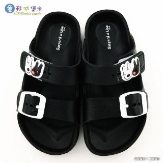 【童鞋城堡】雙排扣輕量童拖 麗莎與卡斯柏(GL2864-黑)