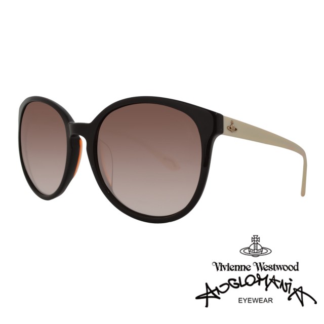 【Vivienne Westwood】ANGLO MANIA系列－品牌經典LOGO太陽眼鏡(AN721-04 白/咖啡)