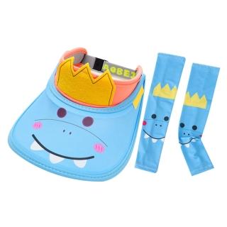 【Baby 童衣】任選 兒童防曬空頂帽動物造型遮陽帽贈防曬袖套88488(藍色犀牛+冰袖)