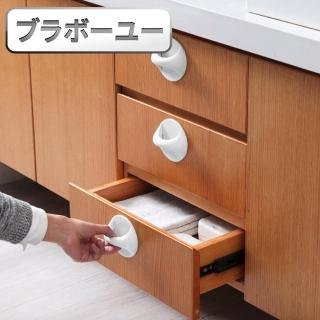 【百寶屋】日式簡易安裝黏貼圓形安全輔助抽屜玻璃門把(白)