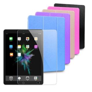 【DW 達微科技】Apple 10.2吋iPad平板保護皮套 加鋼化玻璃螢幕貼(LS35精緻蠶絲款)