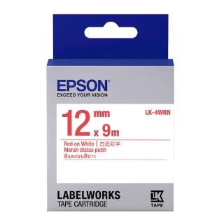 【EPSON】標籤帶白底紅字/12mm(LK-4WRN)