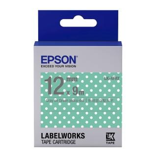 【EPSON】標籤帶 粉綠圓點底灰字/12mm(LK-4FAY)