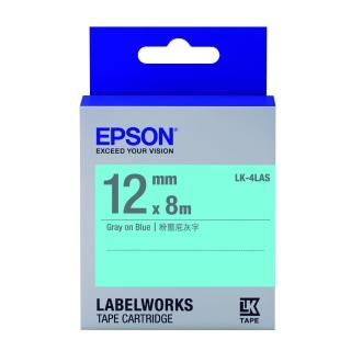【EPSON】標籤帶 藍底灰字/12mm(LK-4LAS)
