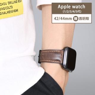 【吉米3C】Apple Watch S6/SE/5/4  42mm/44mm 瘋馬皮錶帶(贈保護殼)