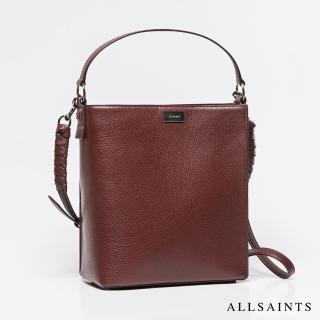 【ALLSAINTS】VOLTAIRE 極簡手工製作荔枝牛皮手拿斜背方包(三色選)