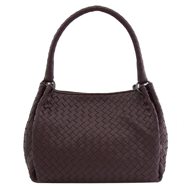 BOTTEGA VENETA 寶緹嘉【BOTTEGA VENETA 寶緹嘉】經典手工編織小羊皮雙把肩背包(紅棕)