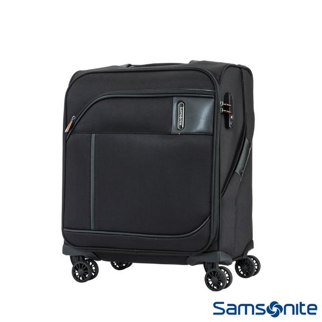 【Samsonite 新秀麗】18吋Janik商務功能性飛機輪TSA布面登機箱(黑)