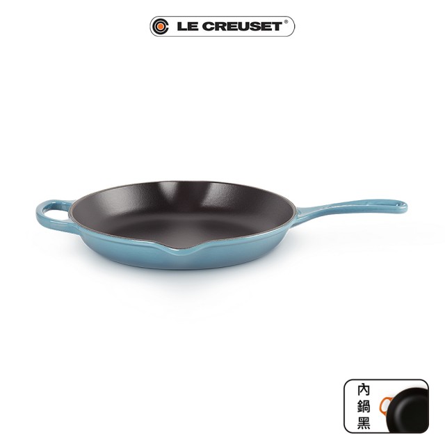 【Le Creuset】典藏琺瑯鑄鐵單耳單柄圓形煎盤 26cm(水手藍)