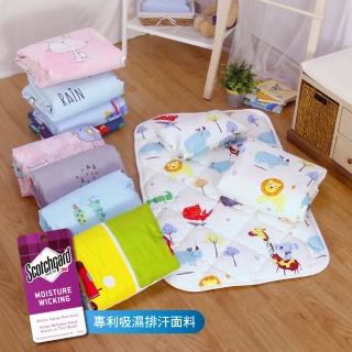 【I-JIA Bedding】台灣製造-天鵝絨吸濕排汗兒童睡墊涼被枕頭超值三件組(多款任選)