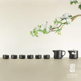 【LohasPottery 陸寶】雲中錦書茶組  一壺一海六杯(經典禪風仿石釉 杯壺茶器套組)