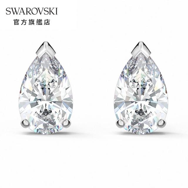 【SWAROVSKI 施華洛世奇】Attract 白金色簡約珍珠穿孔耳環