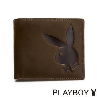 【PLAYBOY】上翻短夾 Renew系列(咖綠色)