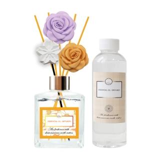 【QIDINA】春夏限定珪藻土擴香瓶 200ml x1入(贈 法式擴香精油補充瓶 200ml x1入)