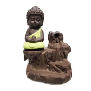 【十方佛教文物】如來佛 倒流香爐 黃色+倒流香塔1盒(平安財運順利)