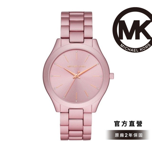 Michael Kors【Michael Kors】Slim runway 乾燥玫瑰耀眼女錶 粉色鋁質錶帶 42MM MK4456