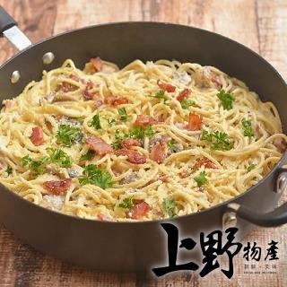 【上野物產】奶油白醬培根義大利麵 x4包(麵體+醬料包 300g土10%/包 義大利麵)