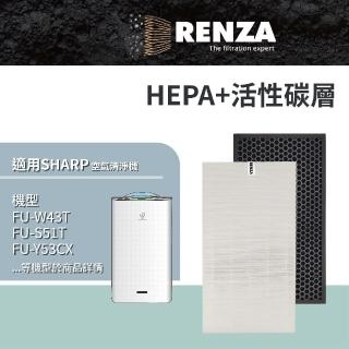 【RENZA】HEPA+活性碳濾網 適用 夏普 SHARP FU-W43T FU-S51T(可替代FZ-W53SEF)