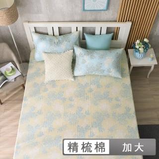 【HongYew 鴻宇】100%美國棉 床包枕套組-昆蒂娜 藍(雙人加大)