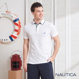 【NAUTICA】經典款撞色領短袖POLO衫(白色)