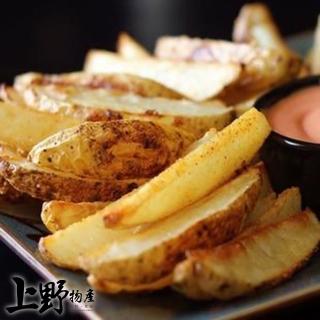 【上野物產】美國進口 新鮮馬鈴薯 現切帶皮薯條 辣味x4包(250g±10%/包 燒烤/火鍋)