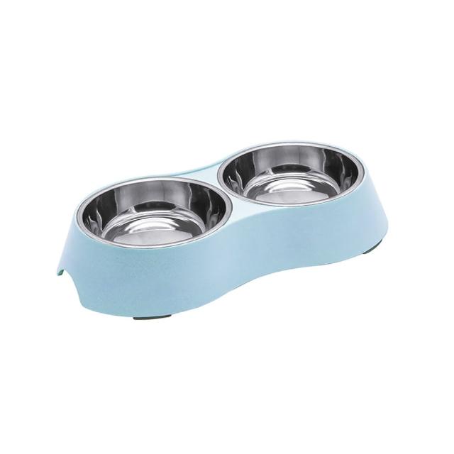 【TW北歐】不鏽鋼寵物雙碗 飼料碗 水碗(L)