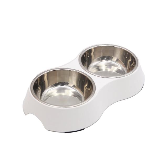 【TW北歐】不鏽鋼寵物雙碗 飼料碗 水碗(L)