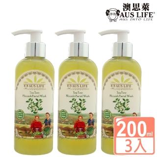 【AUS LIFE 澳思萊】茶樹控油調理淨化潔面膠200mlX3(淨化毛孔 問題肌膚專用潔面品)