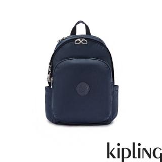 【KIPLING】質感沉穩藍上方拉鍊後背包-DELIA
