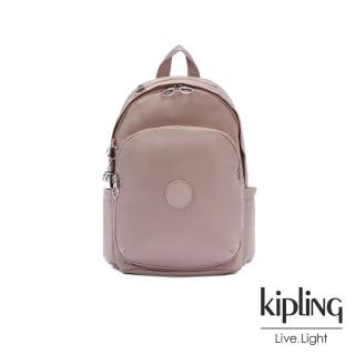 【KIPLING】溫柔沉穩粉上方拉鍊後背包-DELIA