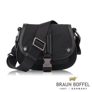 【BRAUN BUFFEL 德國小金牛】台灣總代理 肯瑞絲 蓋面斜背包-黑色(BF648-11-BK)