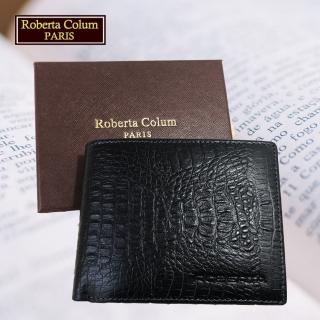 【Roberta Colum】諾貝達 鱷魚紋男士皮夾／專櫃皮夾／短夾(23553-1黑色)