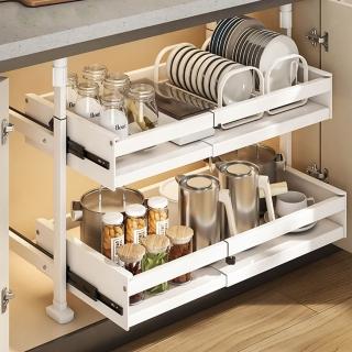 【AOTTO】廚房兩用可調節鍋架 收納架(站立式 壁掛式)