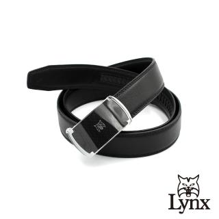 【Lynx】美國山貓-時尚男士商務休閒系列皮帶腰帶 牛皮/經典款/自動扣 LY11-8856-99(黑色)