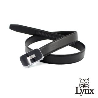 【Lynx】美國山貓-時尚男士商務休閒系列皮帶腰帶 牛皮/經典款/自動扣 LY11-8863-99(黑色)
