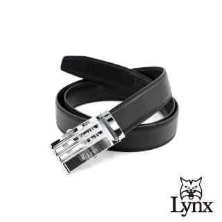 【Lynx】美國山貓-時尚男士商務休閒系列皮帶腰帶 牛皮/經典款/自動扣 LY11-8866-99(黑色)