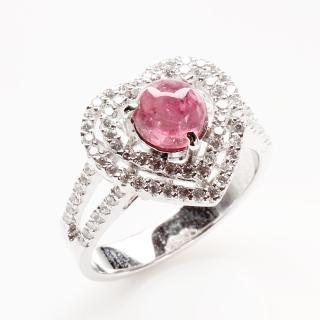 【寶石方塊】心中有你天然碧璽戒-925純銀飾